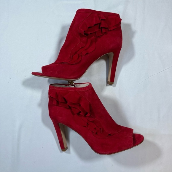 Louise et Cie Vibrant Red Suede Heeled Boots - Picture 6 of 14
